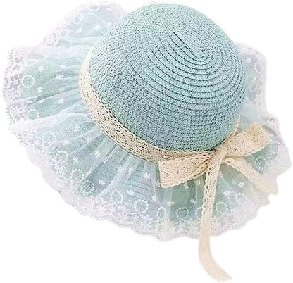 Little Girl Kids Breathable Summer Straw Hat Foldable UV Protection Bowknot Wide Brim Floppy Beach Sun Visor Hats