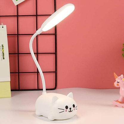 Kids Lamp, LED Desk Lamp for Kids, Cute Cat Lamp Kawaii Desk Accessories, Flexible Gooseneck Eye-Care Cartoons Small Desk Lamp Girls Gifts (Pink)