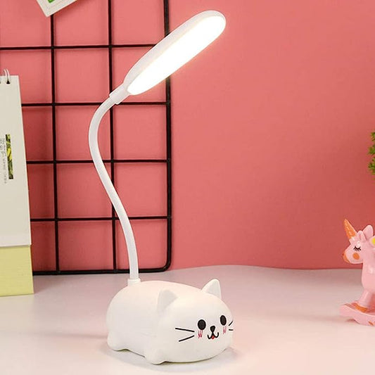 Kids Lamp, LED Desk Lamp for Kids, Cute Cat Lamp Kawaii Desk Accessories, Flexible Gooseneck Eye-Care Cartoons Small Desk Lamp Girls Gifts (Pink)