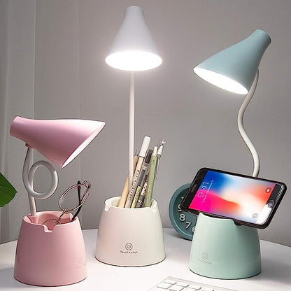 Desk Lamp LED, Desk Lamps with 3 Lighting Modes and Stepless Dimming, Desk Light 360 ° Flexible Gooseneck with Pen Holder