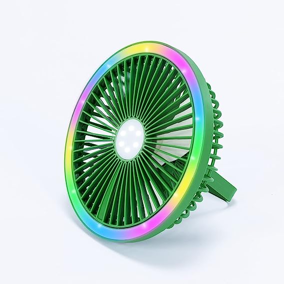 7 Inch 3-Speed Portable Desk Fan with LED Light, Small Quiet Table Fan for Bedroom, USB Rechargeable Fan for Office, Bedroom, Living room, Kitchen, Outdoors, White