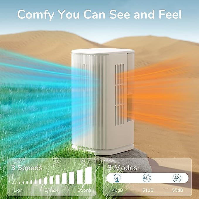 Air Water Cooling Fan, Desk Air Conditioner Fan with 3 Speed Setting 3 Oscillation, Personal Air Cooler with 1.1L Water Tank, Evaporative Cooler & Humidifier for Home, Office, Sleep, Exercise