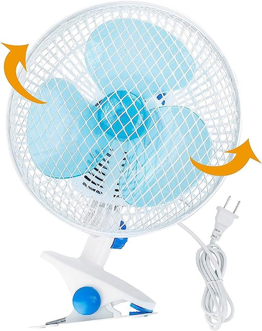 Oscillating Clip on Fan,8.6" Portable Quiet Fan w/2 Speed Fan w/Sturdy Clamp,Adjustable Tilt 90° Automatic Rotation Personal Desk Fan for Office Table Bedroom Kitchen w/ 3.94FT Cord-US Spot